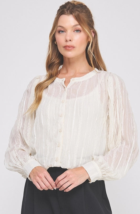 ALLIE & ROSE button up top with sequin accent