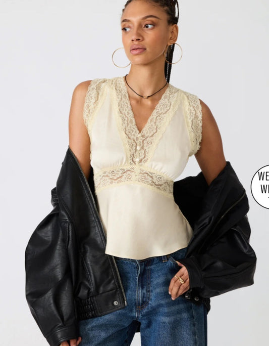 STEVE MADDEN satin v-neck tank top