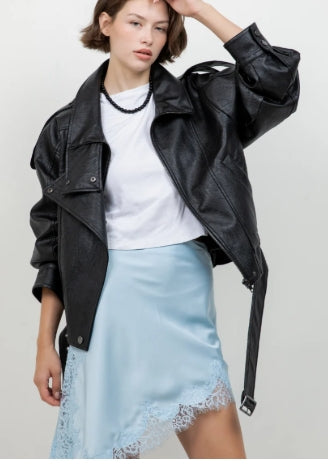 WHITEROOM + CACTUS faux oversized leather bomber jacket