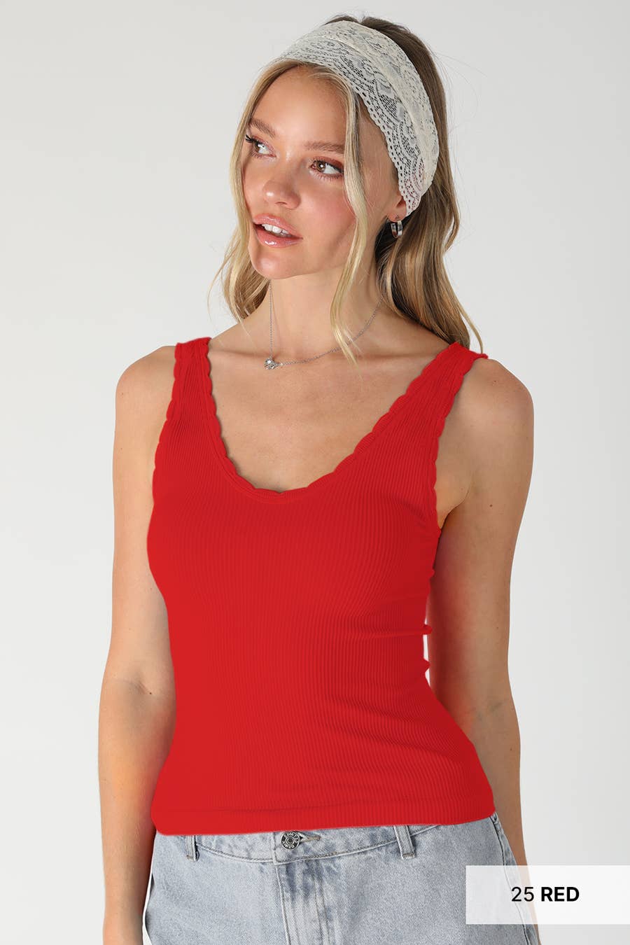 NS8467 - Reversible Scallop Edge Tank Top