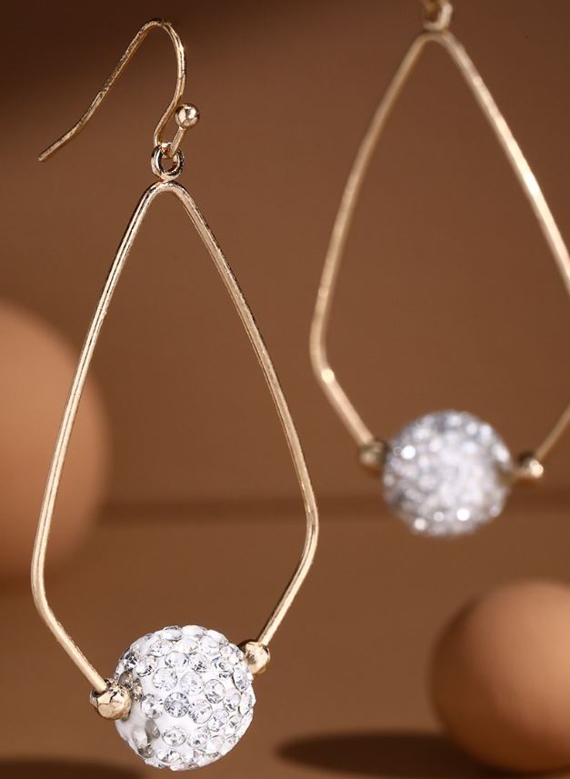 Teardrop with Rhinestone ball earrings