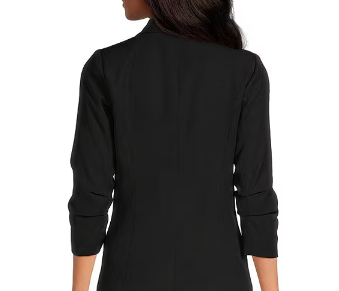 Rhinestone Black Shirred sleeves Blazer