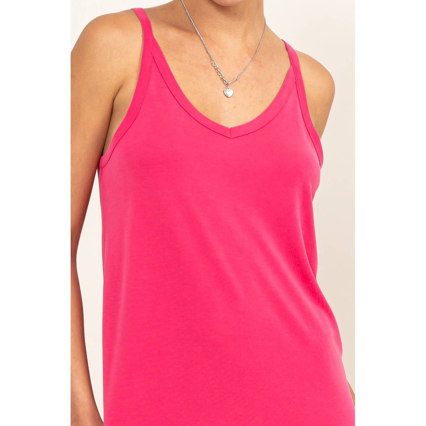 Pink Soft V-Neck Midi Dress