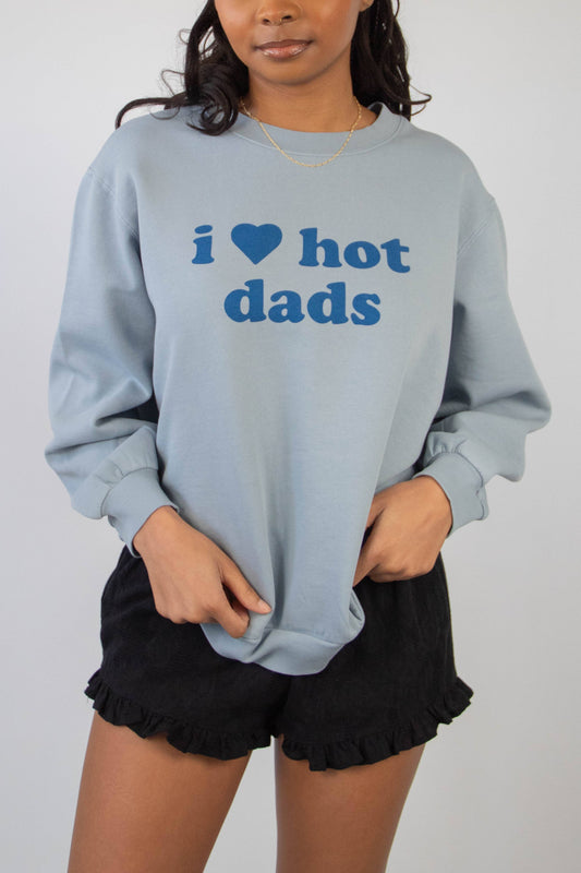 Hot Dads Blue Graphic Crew Sweatshirt