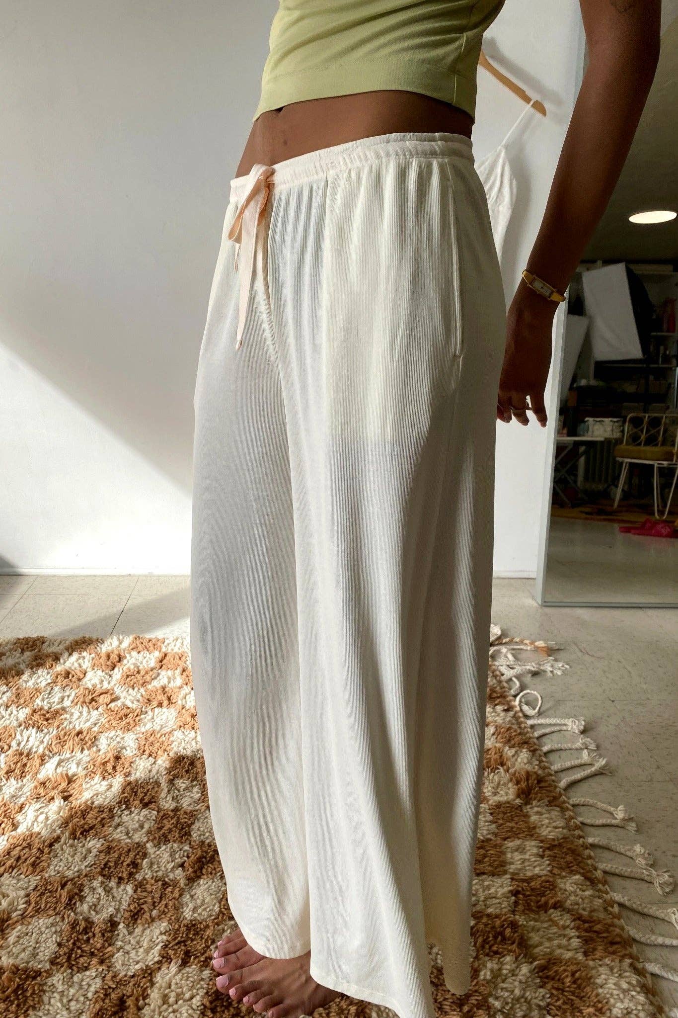 Ribbed Super Wide Leg Pants