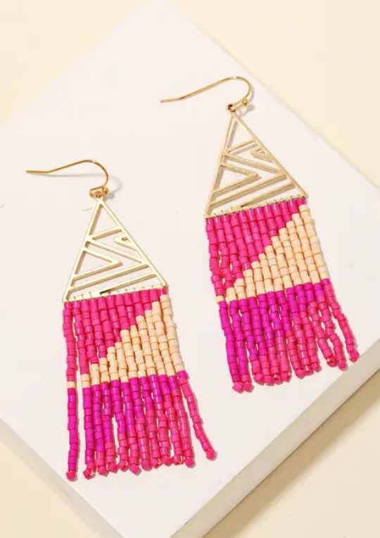 Triangle fringe earrings