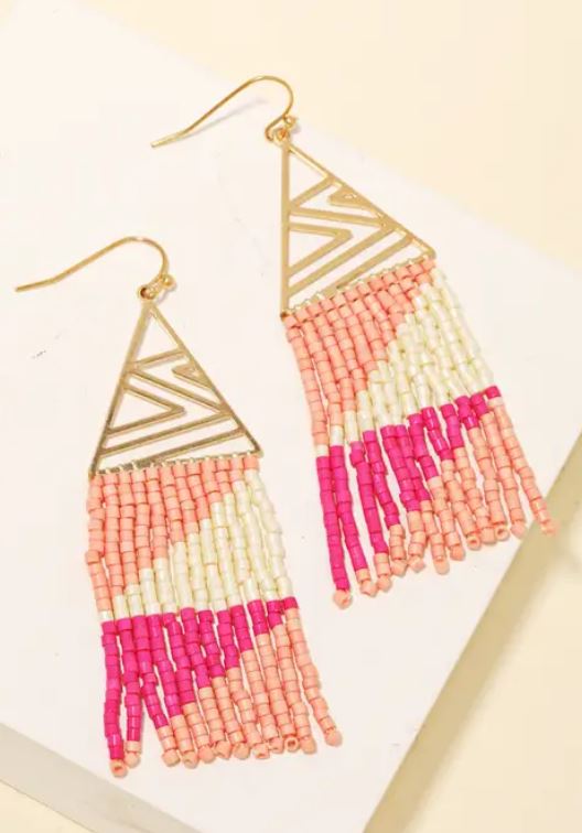 Triangle fringe earrings