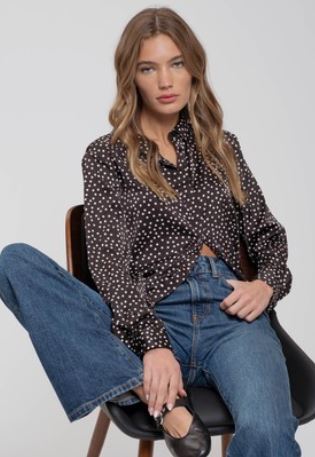 Polka dot satin blouse