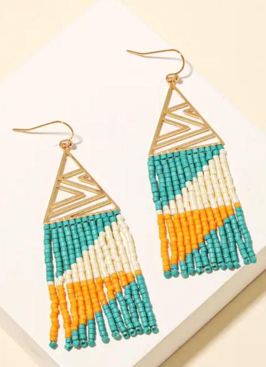 Triangle fringe earrings